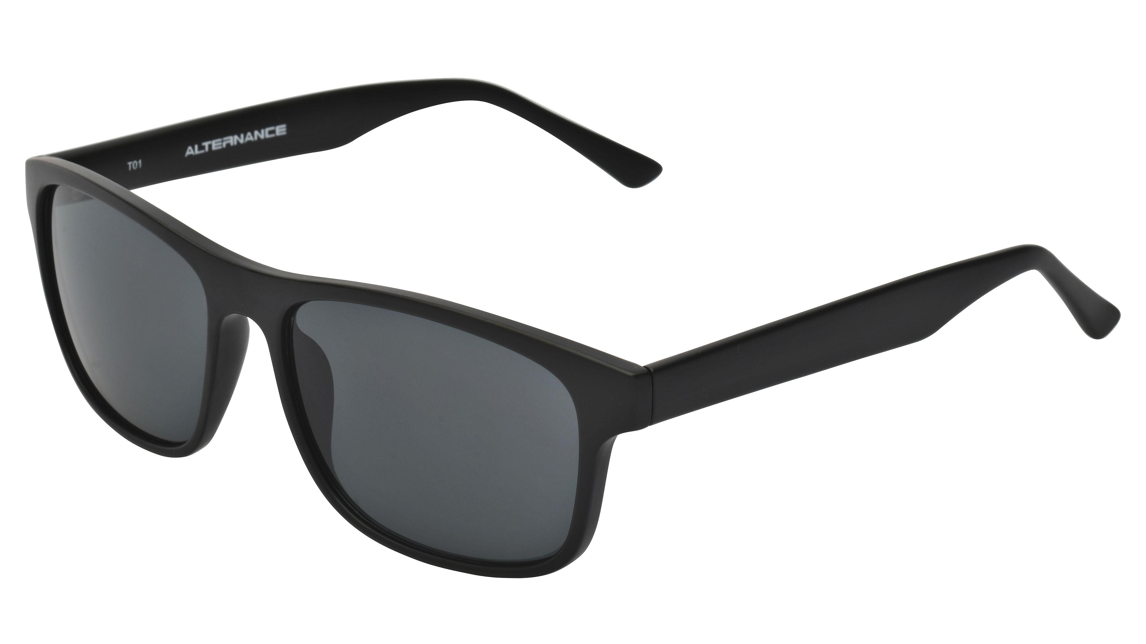 Lunettes de soleil Alternance Homme Noir Rectangle Alt Trois-Quart