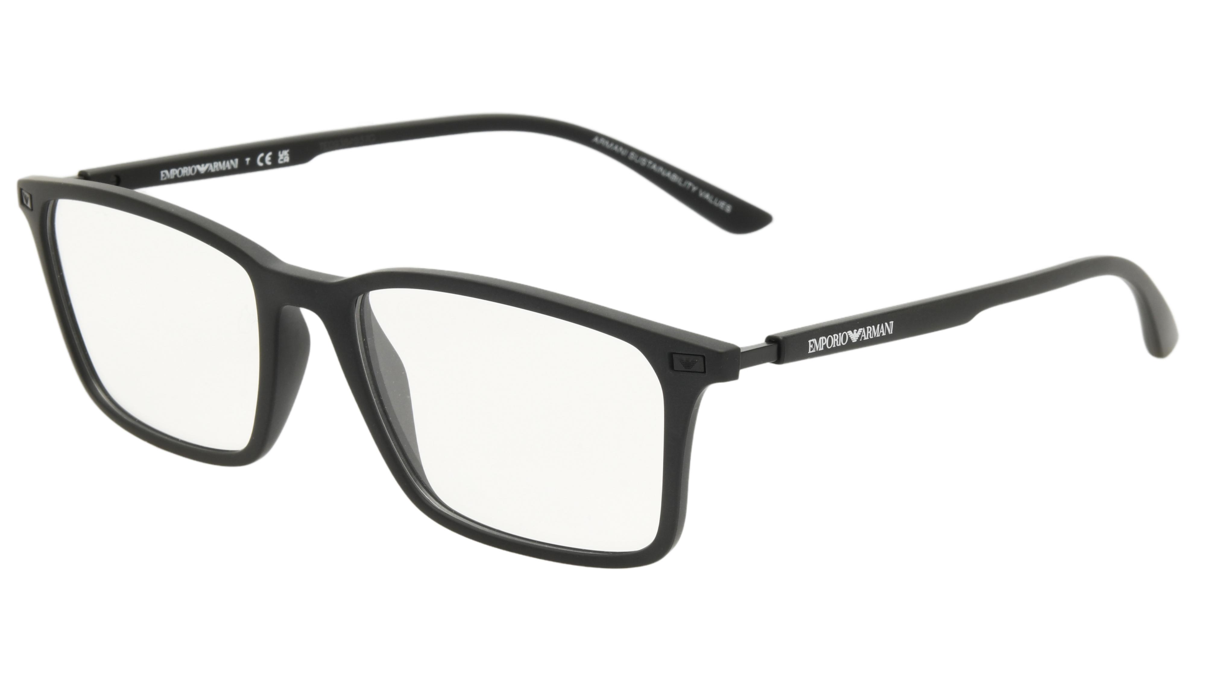 Lunettes de vue Emporio Armani Homme Noir Rectangle EA3237 Trois-Quart
