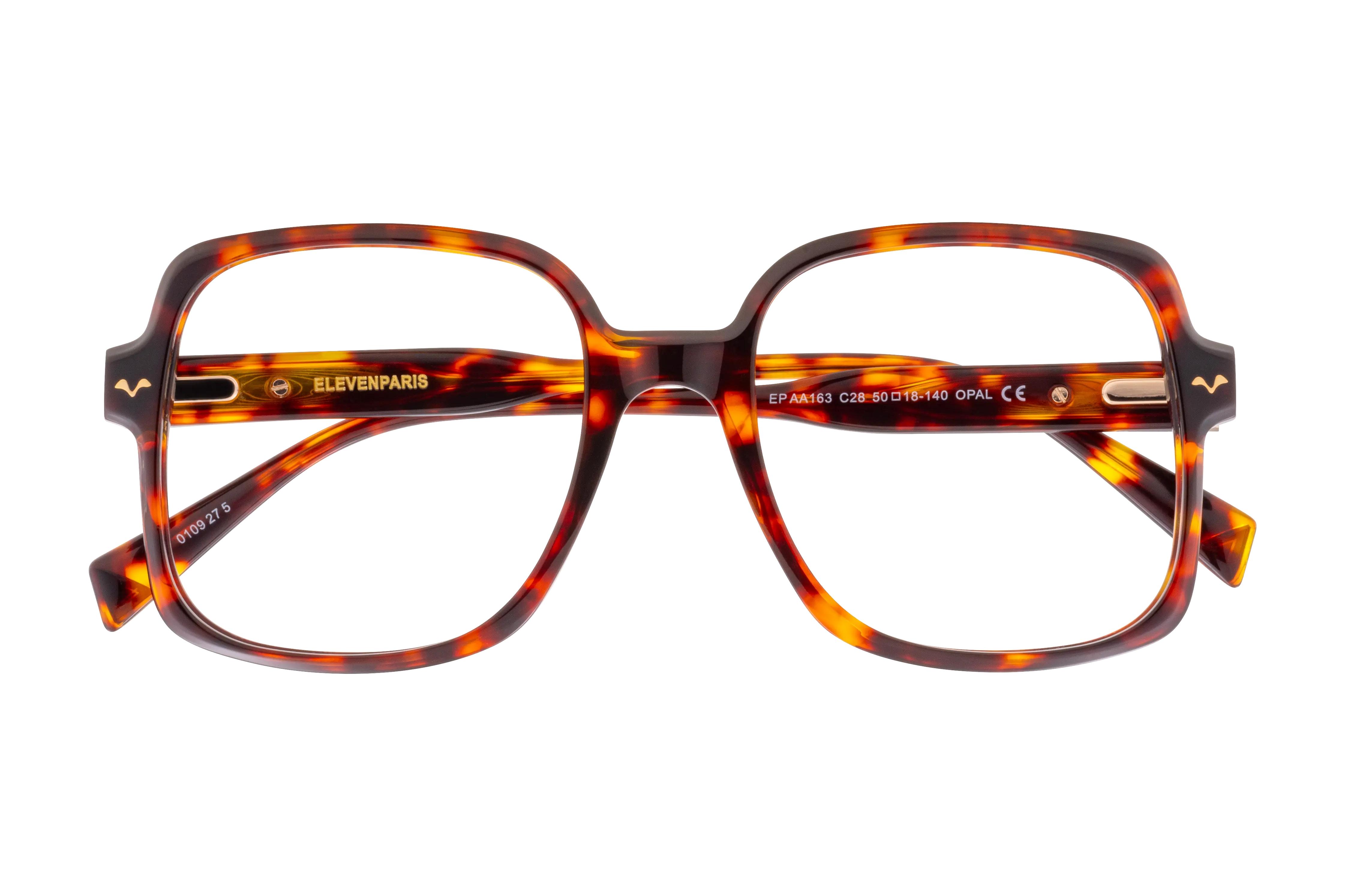 Lunettes de vue Eleven Paris  Ecaille Carré EPAA163C28 Face