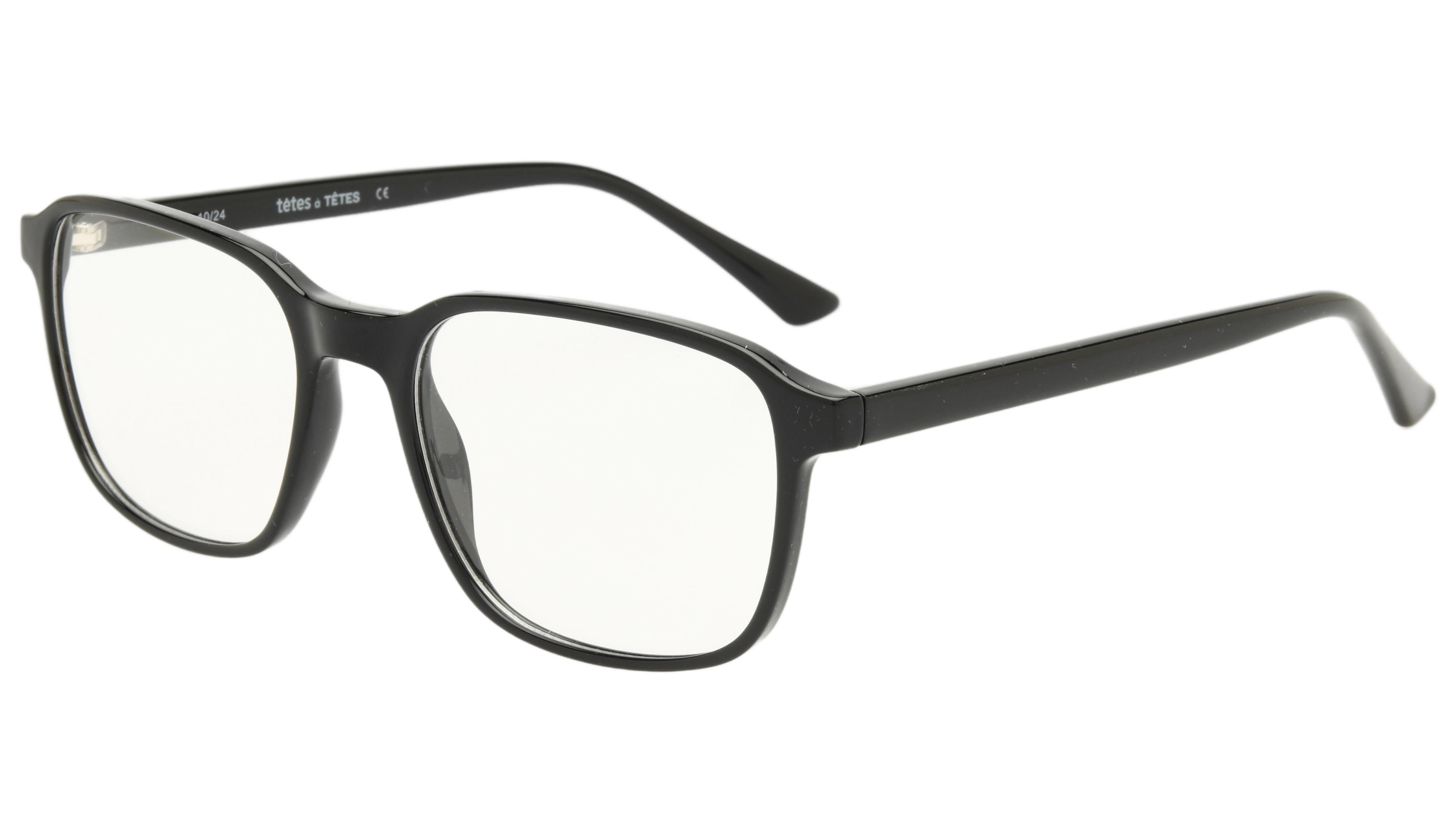 Lunettes de vue têtes à TETES Homme Noir Rectangle Tat2501 Trois-Quart