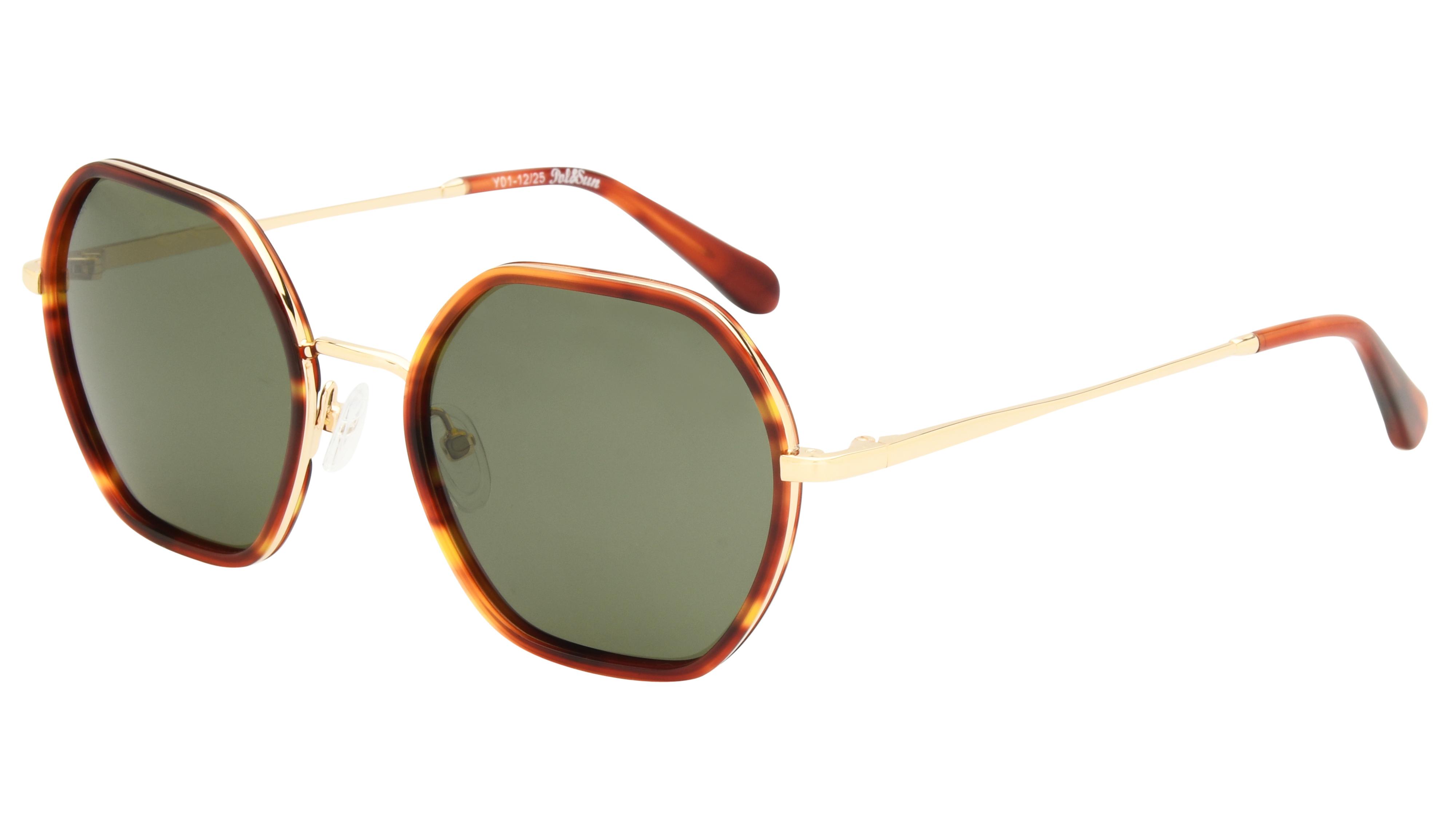 Lunettes de soleil Pol&Sun Femme Marron Tonneau pos2501 Trois-Quart