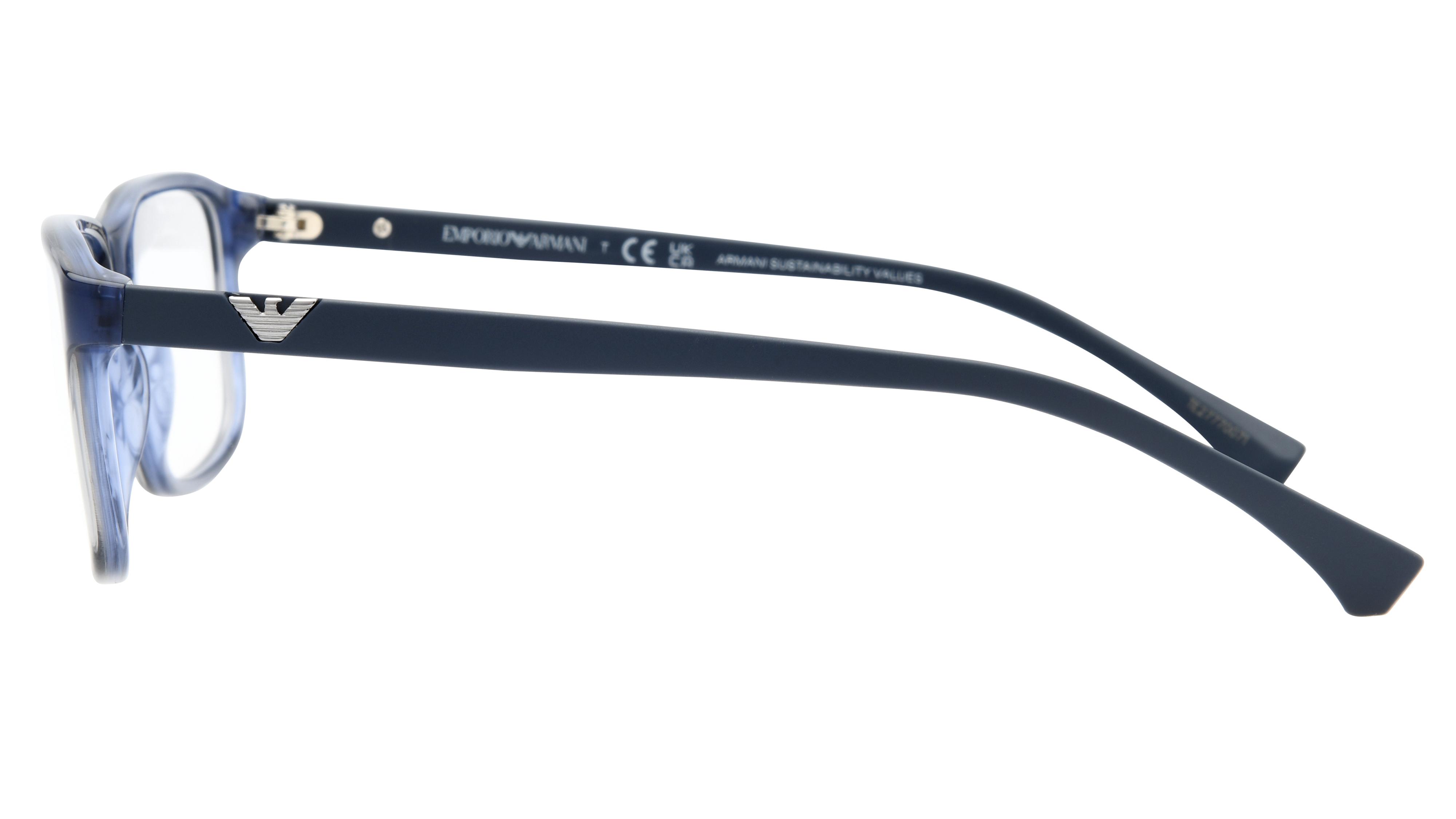 Lunettes de vue Emporio Armani Ea3098 6054 Bleu Brillant Rectangle Le Collectif des Lunetiers