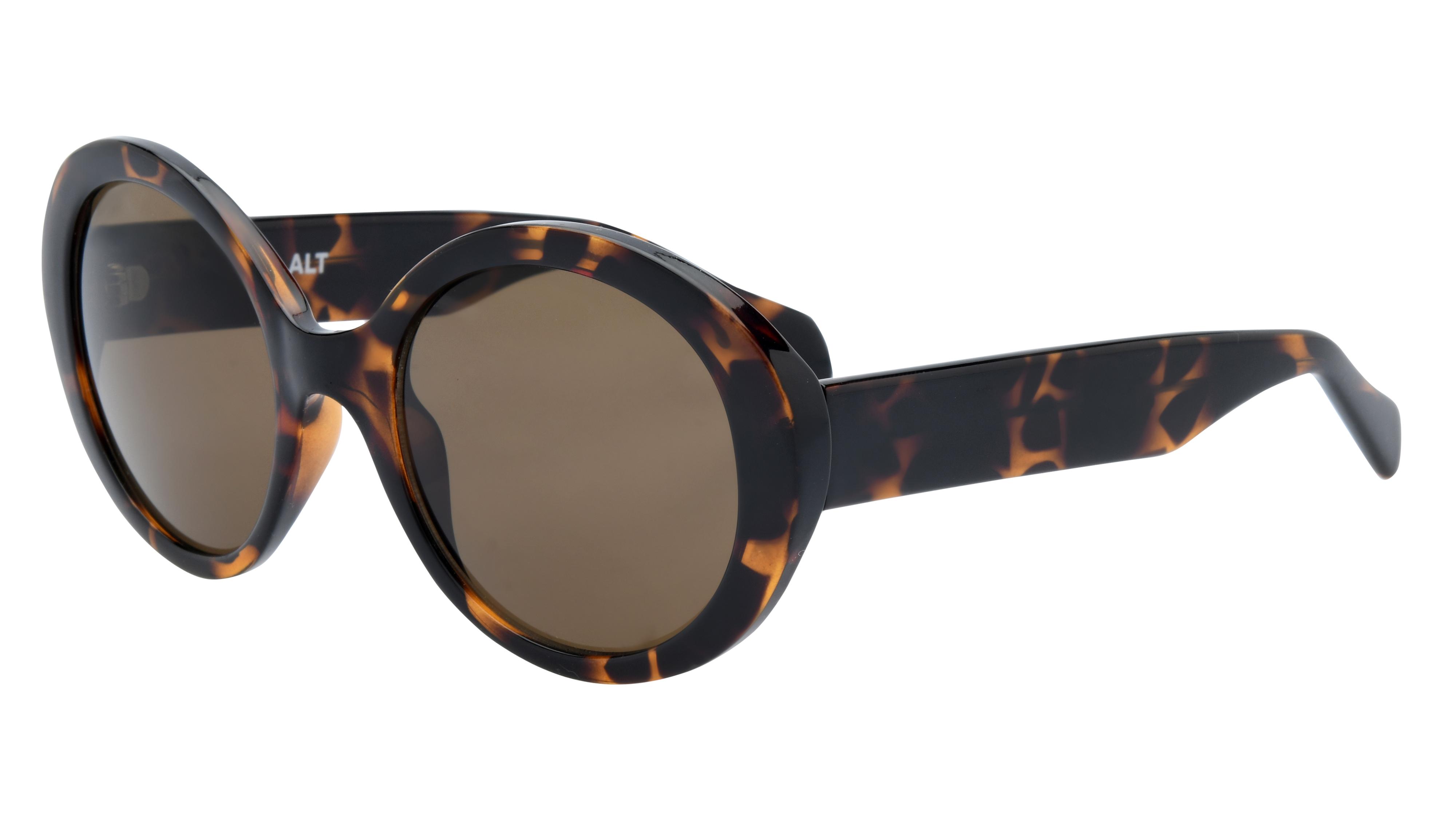 Lunettes De Soleil Rondes Hally & Son - Monture écailles Marron Rétro, Verres Violets Dégradés UV400
