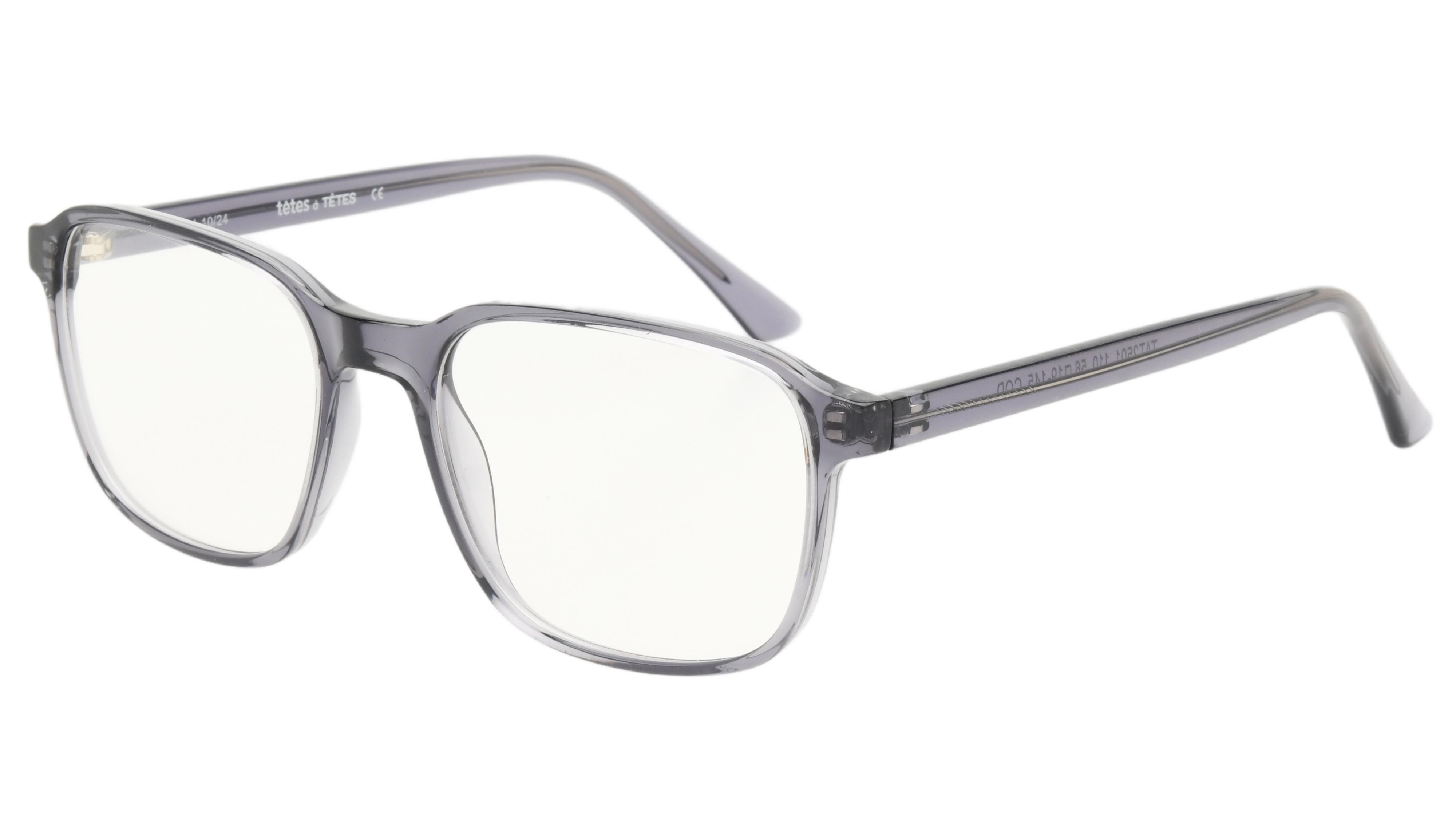 Lunettes de vue têtes à TETES Homme Gris Rectangle Tat2501 Trois-Quart