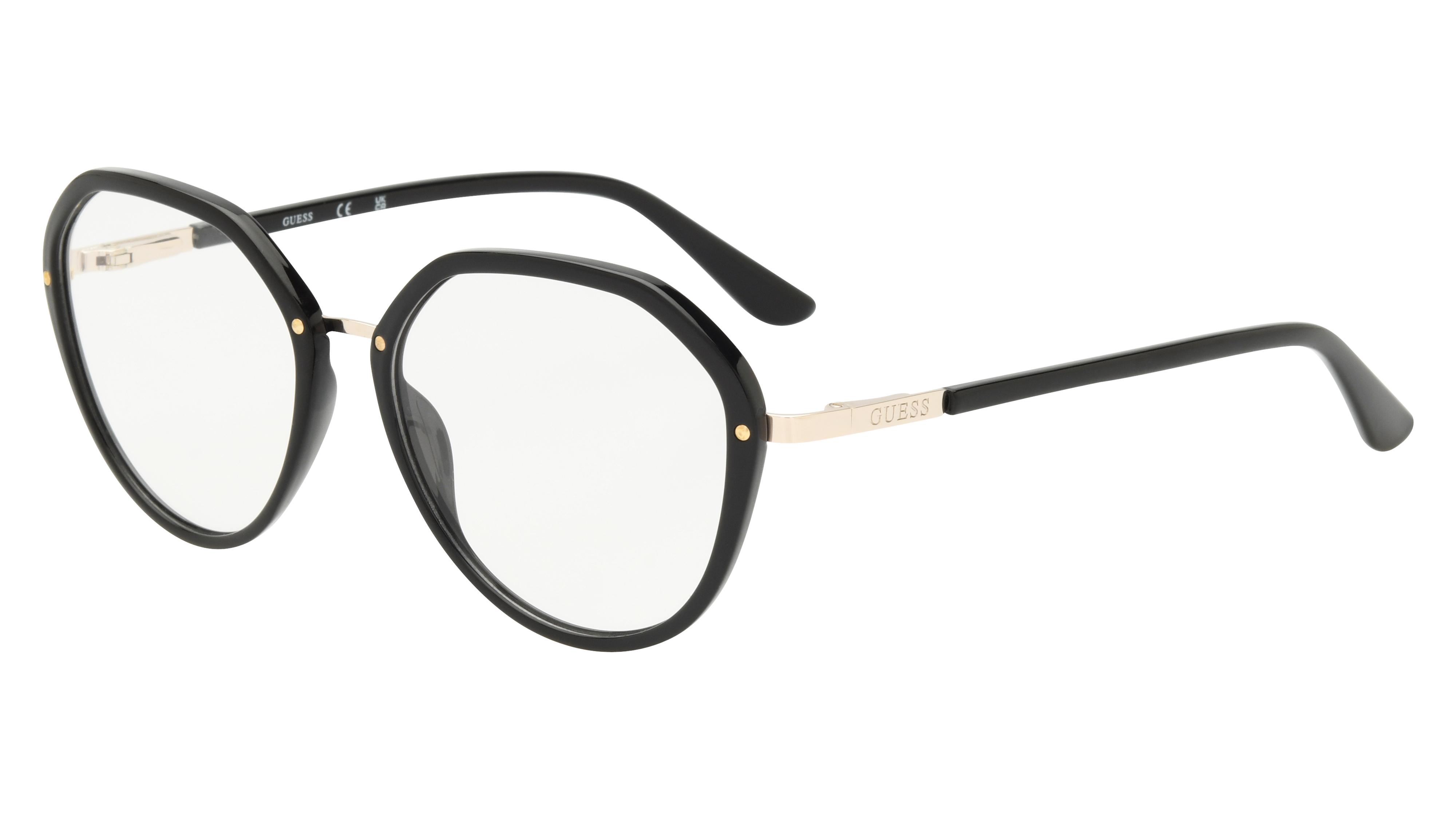 Lunettes de vue Guess Femme Noir Ronde Gu50387 Trois-Quart