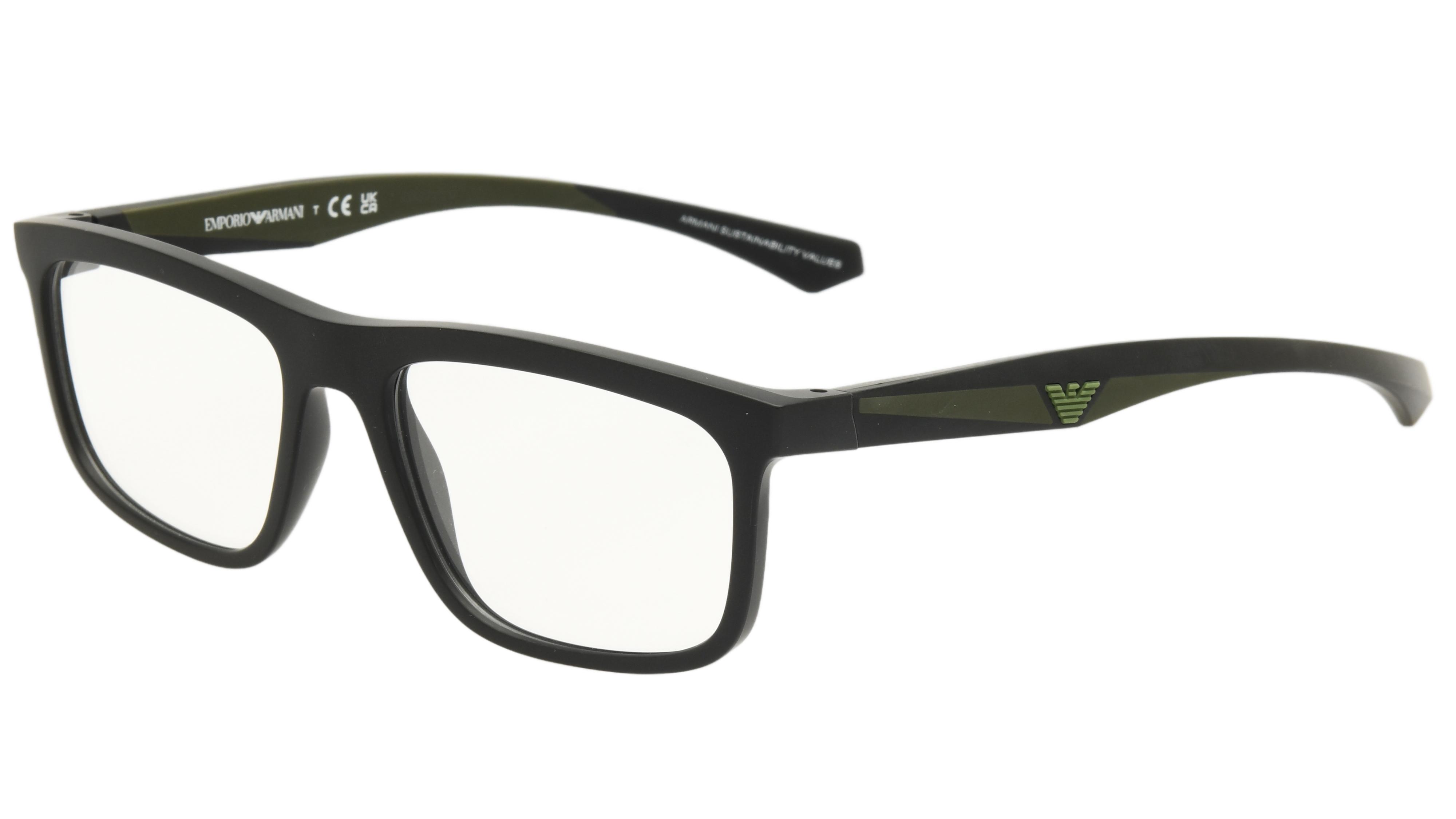 Lunettes de vue Emporio Armani Homme Noir Rectangle EA3246 Trois-Quart
