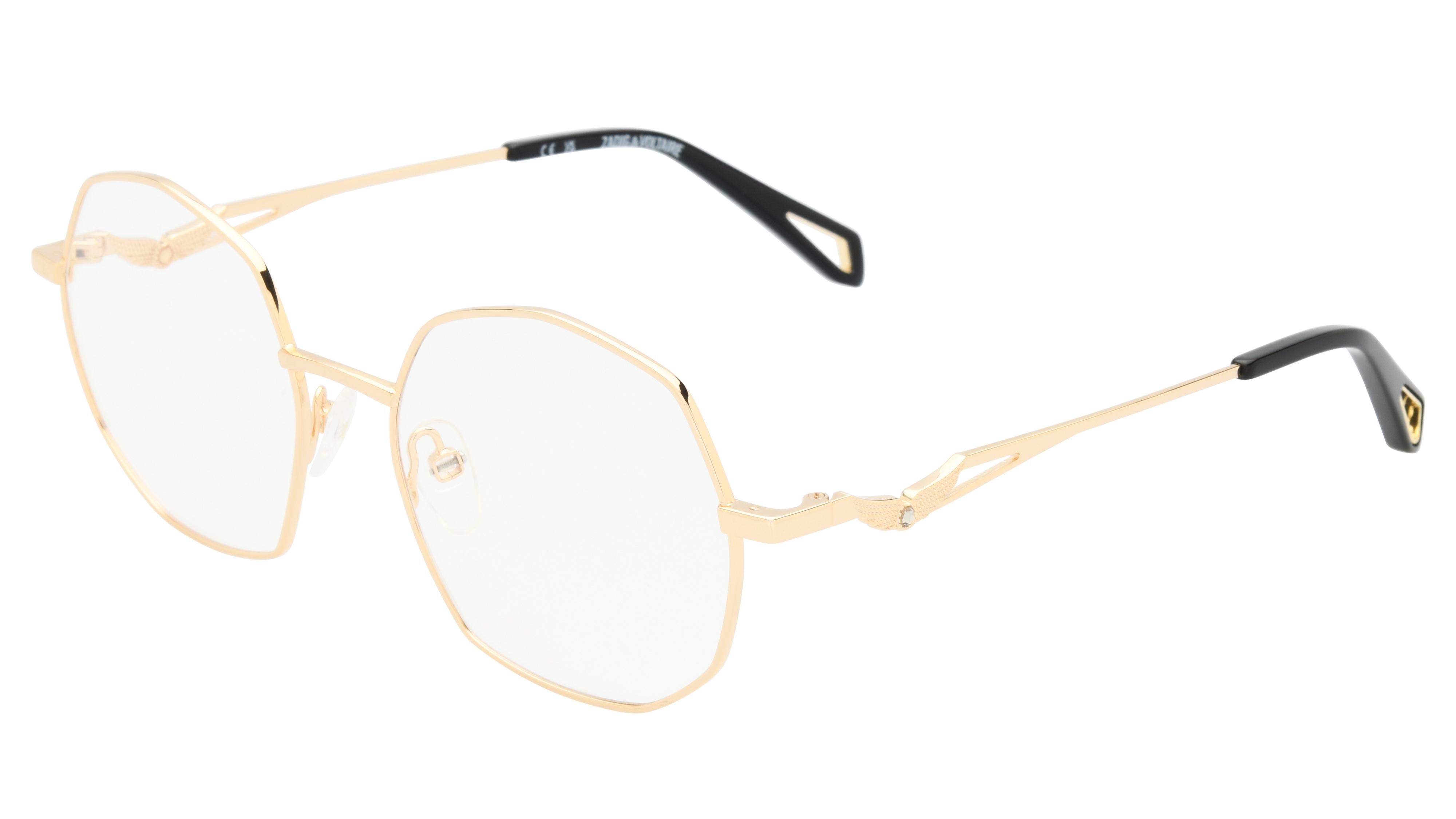 Lunettes de vue Zadig & Voltaire Femme Or Ronde VZV474S Trois-Quart